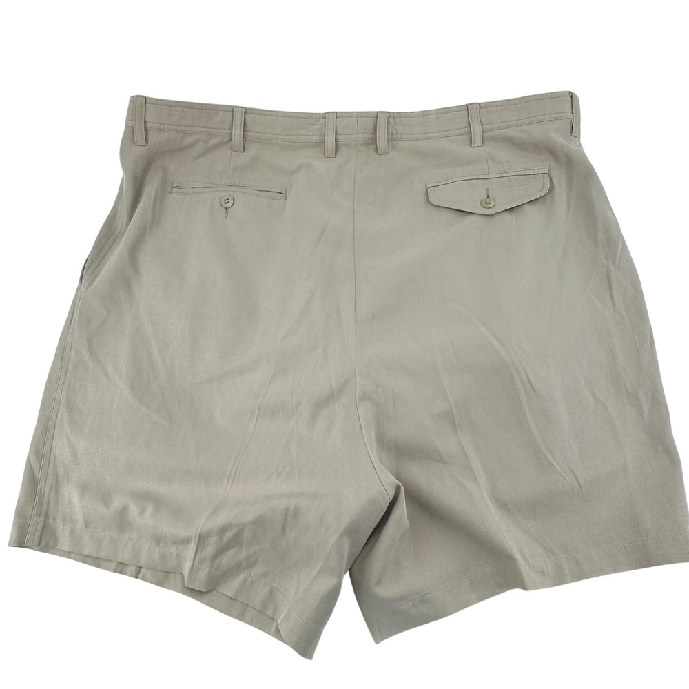 Nat Nast Shorts Men 42 Tan Pleated Chino Relaxed Fit Luxury Silk Cotton Vintage